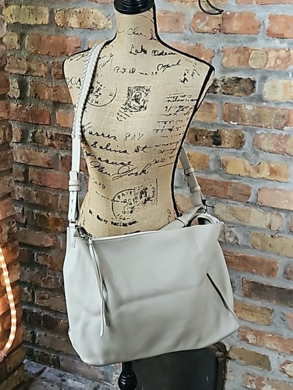 NWT AllSaints Kita Pebbled
Leather Tote Stone White